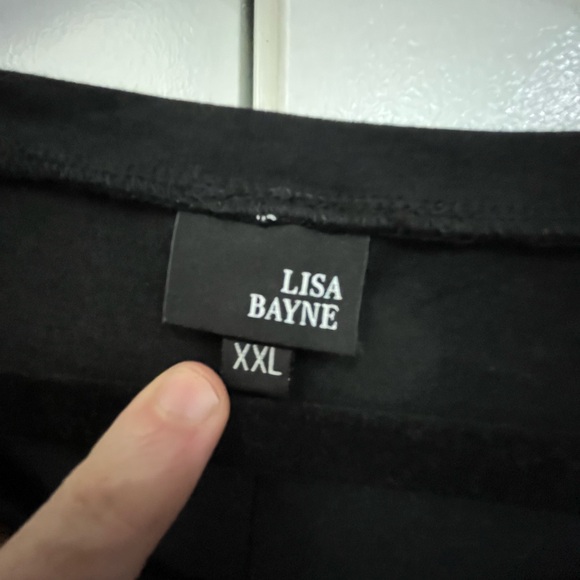 Lisa Bayne Black Long Sleeve Top with White patchwork Bamboo blend size XXL - Picture 4 of 4